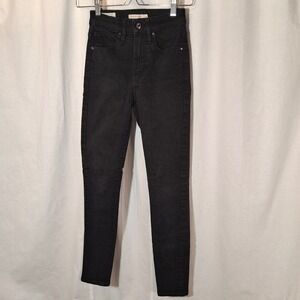 Levis Premium 721 High Rise Skinny Jeans Black Denim Womens 24
